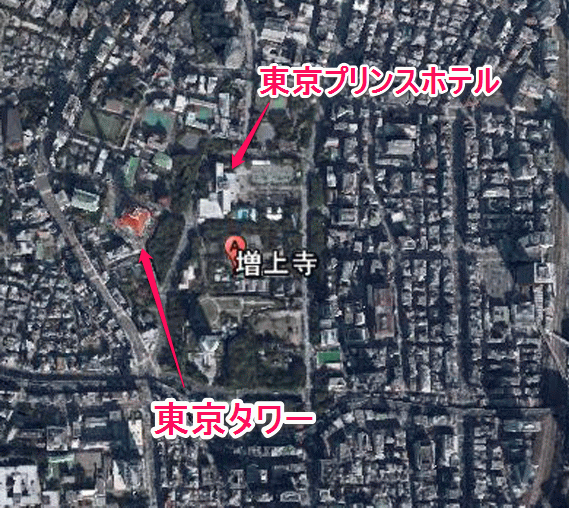 徳川墓地位置と現状の比較アニメーションGIF