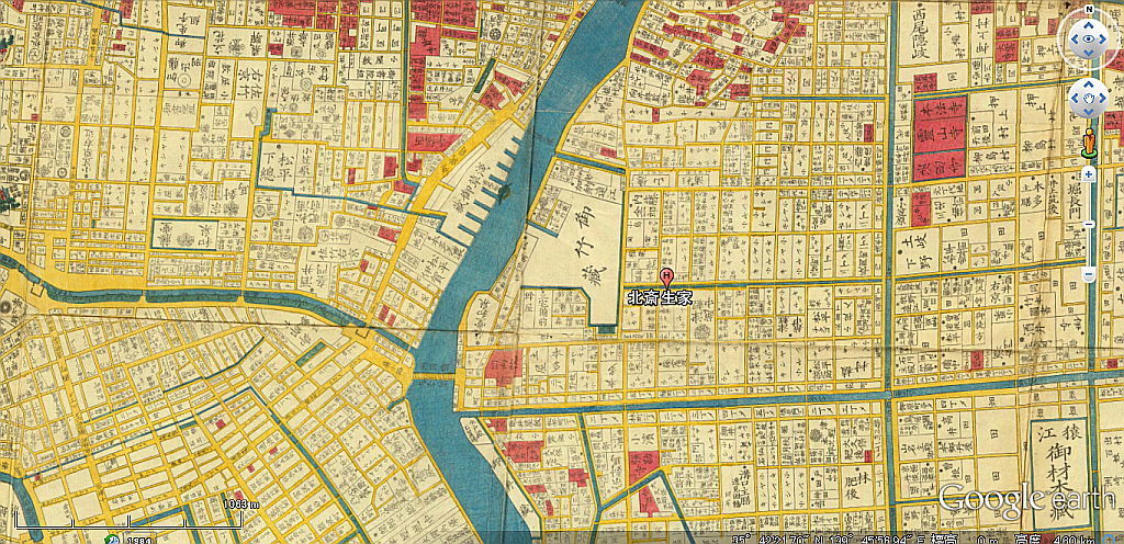 北斎生誕の地　1858年古地図